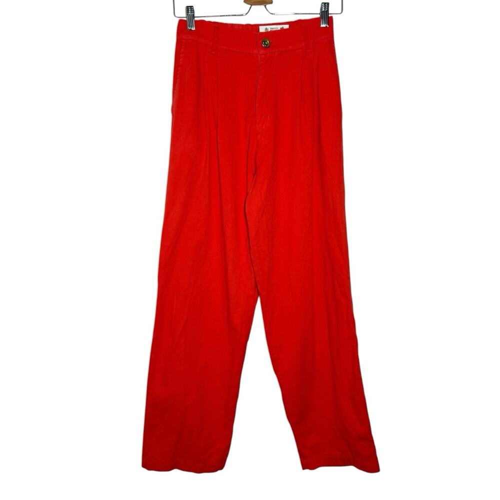 Big Bud Press Cotton Twill Red Orange High Waisted Trouser Pants Unisex Small